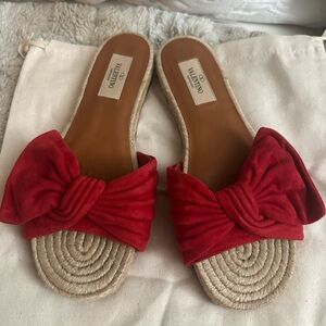 Valentino Red Knotted Slide Sandals